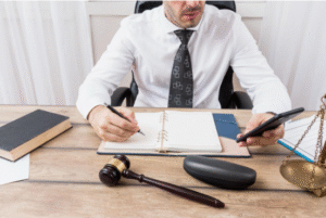 A lawyer working at his desk 